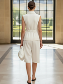 Women's Minimalist Commuter Cotton-blend Vest And Bermuda Shorts Set ZMZ3031A7K