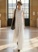 Women's High-end Minimalist Pure Cotton Sleeveless Maxi Dress ZMZ1064B7K