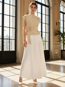 Women's Old Money Style Commuter Belted T-shirt And Skirt Set ZMZ2663B4U