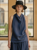 Women's Fashion Old Money Style Lyocell Sleeveless Tank Top And Elastic Waist Skirt Set ZMZ1217B9K