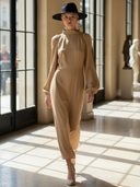 Women's High-end Minimalist Old-money Style Lyocell Blend Long-sleeved Maxi Dress ZMZ1461B5K