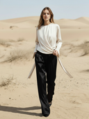 Women's Commuter Style Cupro-blend Pullover Shirt And Pants Set ZMZ2047A6K