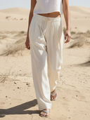 Women's Casual Cotton And Linen Blend Trousers ZMZ1953A3K