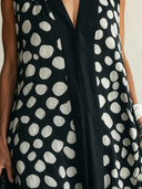 Women's Casual Vintage Polka-Dot Shirt Collar Sleeveless Loose Cotton-Linen Maxi Dress ZMZ0250G1ZYY