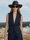 Women's American Retro Cotton Blend Vest And Bermuda Shorts Set ZMZ2666A4K