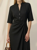 Women's French-style Elegant Tencel Blend Short-sleeved Maxi Dress ZMZ2656A2K