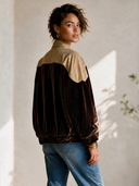 Women's American Retro Casual Velvet-Panel Twill Zip-Front Jacket ZMZ2816H6ZYY