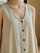 Women's French-style Elegant Cotton And Linen Blend V-neck Maxi Dress ZMZ2944A6K