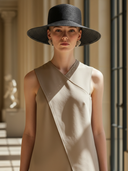 Women's High-end Old-money Style Cotton Blend Sleeveless Loose-fitting Maxi Dress ZMZ1435B5K