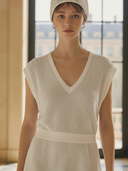 Women's French-style Elegant Knitted V-neck Maxi Dress ZMZ0419B9K