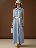 Women's Premium Minimalist Cotton And Linen Blend Sleeveless Maxi Dress ZMZ0388B7K