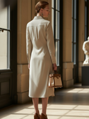 Women's Commuter Style Cupro Blend Long-sleeved Midi Dress ZMZ1984A9K