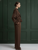 Women's Premium Old Money Style Cupro Blend Shirt And Trousers Set ZMZ2865A3K