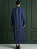 Women's High-end Old-money Style Cotton And Linen Blend Long-sleeved Maxi Dress ZMZ1005B9K