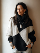 Women's Fashionable Color-Block Turtleneck Pullover Sweater ZMZ3045I5SWL