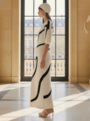 Women's French-style Elegant Knitted Short-sleeved Maxi Dress ZMZ0411B4K