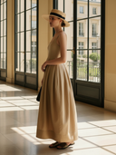 Women's Elegant Vintage Pure Cotton Maxi Bubble Dress ZMZ0634B2K