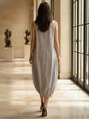 Women's High-end Minimalist Lyocell Blend Sleeveless Midi Dress ZMZ1058B7K