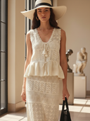 Women's High-End Elegant Resort Knitted Sleeveless Top And Skirt Set ZMZ2423B8K