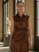 Women's High-end Old-money Style Lyocell Blend Sleeveless Maxi Dress ZMZ2850B9K