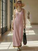 Women's French-style Elegant Knitted U-neck Sleeveless Maxi Dress ZMZ1171B9K