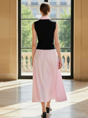 Women's Fashionable And Elegant Knitted Patchwork Pure Cotton Sleeveless Slim-fit Maxi Dress ZMZ1245B7K