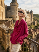 Women's Premium Minimalist Casual Slub Cotton Cowl-Neck Long-Sleeve T-Shirt ZMZ2306G3ZYY