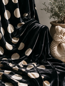 Women's Vintage Elegant Loose Long-Sleeve Polka-Dot Round Neck Velvet Maxi Dress ZMZ1048I5ZYY