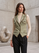 Women's Frayed Tweed Notch Lapel Fitted Vest ZMZ1774I3YZH