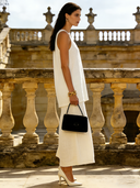 Women's Retro Solid Color Cotton Linen V-Neck Tank Top And Skirt Two-Piece Set ZMZ2645B6TO