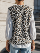 Women's Vintage Casual Leopard-Print Faux-Fur Button-Front Sleeveless Vest ZMZ1324J0ZJY
