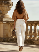 Women's Retro Commuter Cotton Shirt And Trousers Two-Piece Set ZMZ2727B2TO