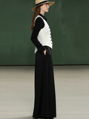 Women's American Retro Cotton Blend Vest And Cupro Blend Maxi Dress Set ZMZ3083A3K