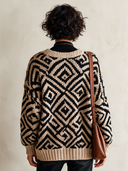 Women's Fashion Color Block Striped Jacquard Button-Up Cardigan ZMZ1400I4SWL