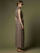 Women's Premium Old Money Style Linen Blend Vest And Skirt Set ZMZ2968A8K