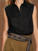 Women's American Retro Tencel Blend T-shirt And Pants Set (scarf Not Included) ZMZ2808A8K