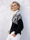 Women's Fashionable Casual Color-Block Leopard Print Turtleneck Knit Sweater ZMZ3077I7SWL