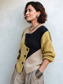 Women's Fashionable Color-Block Snap-Button Knit Cardigan ZMZ1511I5SWL
