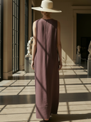 Women's High-end Old-money Style Embroidered Cotton And Linen Blend Sleeveless Maxi Dress ZMZ1472B3K