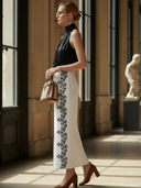 Women's High-end Old-money Style Lyocell Blend Sleeveless Top And Cotton Blend Embroidered Skirt Set ZMZ2677B6K