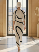 Women's French-style Elegant Knitted Short-sleeved Maxi Dress ZMZ0411B4K