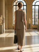 Women's French-style Elegant Lyocell Blend T-shirt And Skirt Set ZMZ2965A5K