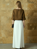 Women's Premium Old Money Style Tencel Linen Blend T-shirt And Skirt Set ZMZ2978A7K