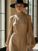 Women's High-end Minimalist Old-money Style Lyocell Blend Long-sleeved Maxi Dress ZMZ1461B5K