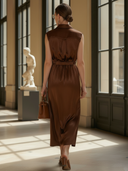 Women's High-end Old-money Style Lyocell Blend Sleeveless Maxi Dress ZMZ2850B9K