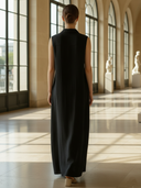 Women's High-end Old-money Style Embroidered Cotton And Linen Blend Sleeveless Maxi Dress ZMZ1401B2K