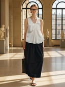 Women's French-style Elegant Pure Cotton T-shirt And Skirt Set ZMZ2947A0K