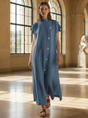 Women's French-style Elegant Pure Cotton Maxi Dress ZMZ0239B6K