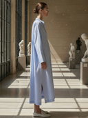 Women's Casual Cotton Blend Vertical Striped V-neck Maxi Dress ZMZ2149A8K