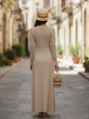 Women's Italian-style Romantic Cotton Blend Maxi Dress ZMZ2700A2K